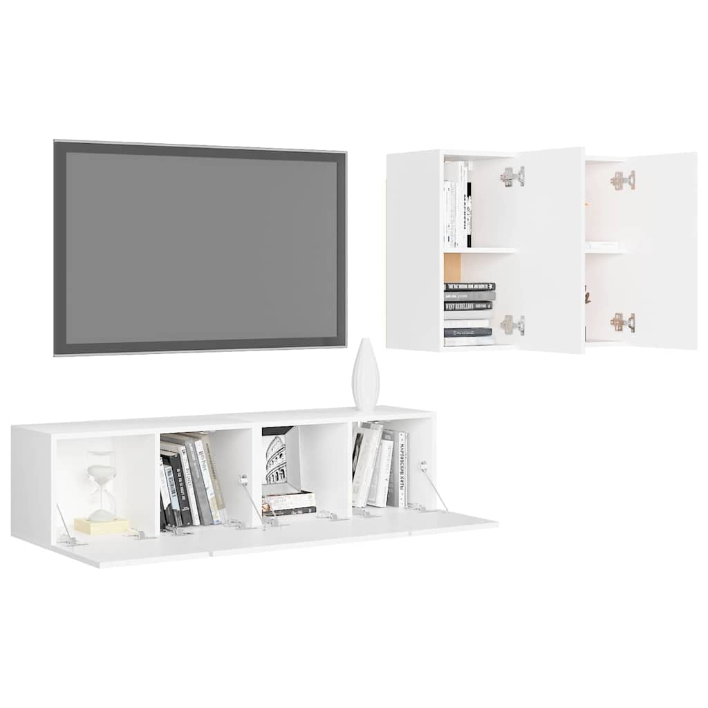 4 Piece TV Cabinet Set Engineered Wood Width 60 cm White