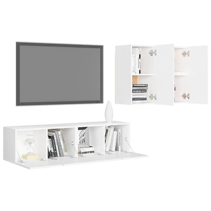 4 Piece TV Cabinet Set Engineered Wood Width 60 cm White