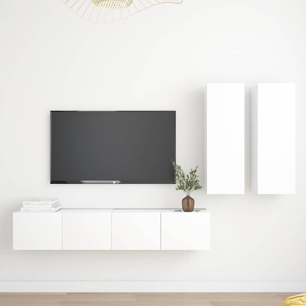 4 Piece TV Cabinet Set Engineered Wood Width 80 cm White