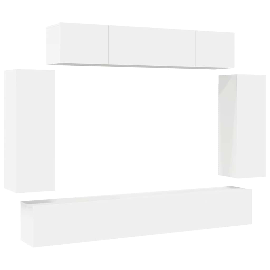 vidaXL 6 Piece TV Cabinet Set White Engineered Wood 2