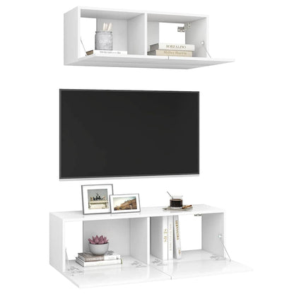 2 Piece TV Cabinet Set Engineered Wood Width 80/100 cm White