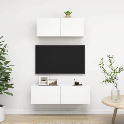 2 Piece TV Cabinet Set Engineered Wood Width 80/100 cm White