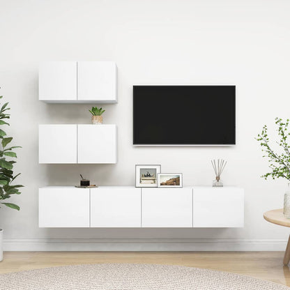 4 Piece TV Cabinet Set Engineered Wood Width 60 cm White