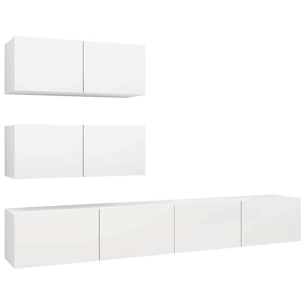 vidaXL 4 Piece TV Cabinet Set White Engineered Wood 2