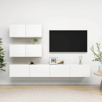 vidaXL 4 Piece TV Cabinet Set White Engineered Wood 1
