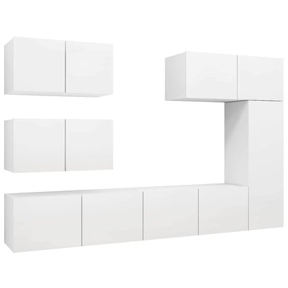 vidaXL 6 Piece TV Cabinet Set White Engineered Wood 2