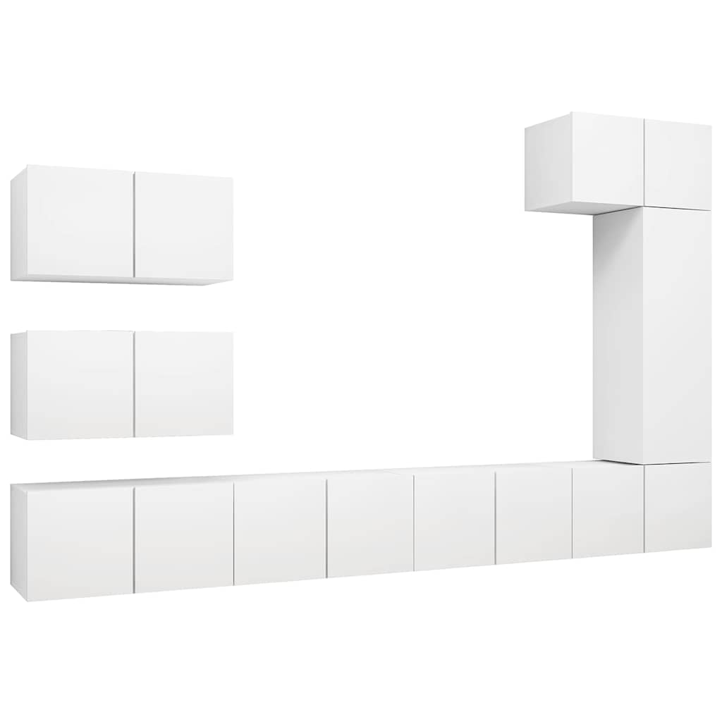 vidaXL 8 Piece TV Cabinet Set White Engineered Wood 2