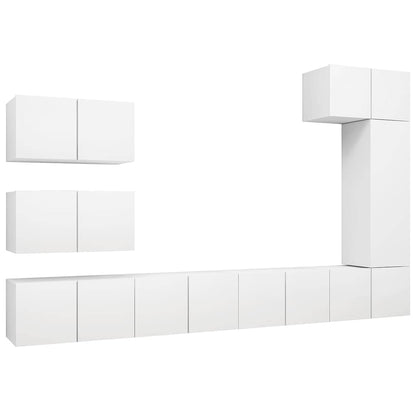 vidaXL 8 Piece TV Cabinet Set White Engineered Wood 2