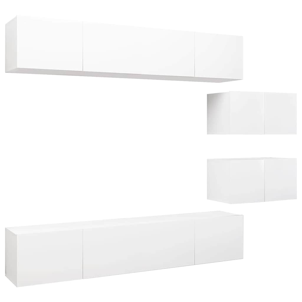 vidaXL 6 Piece TV Cabinet Set White Engineered Wood 2