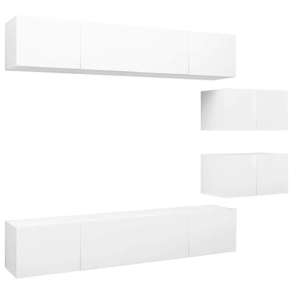 vidaXL 6 Piece TV Cabinet Set White Engineered Wood 2