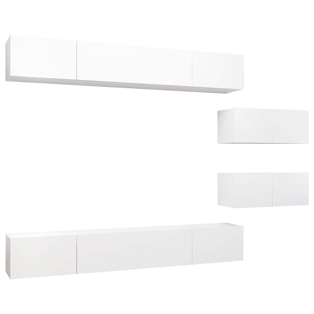 vidaXL 6 Piece TV Cabinet Set White Engineered Wood 2