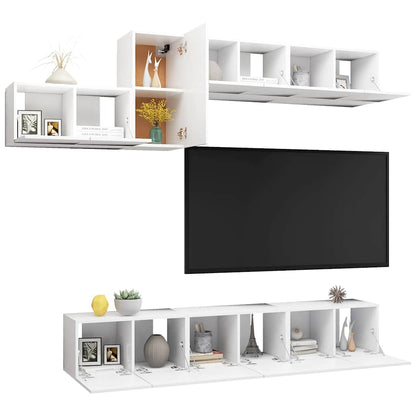 vidaXL 7 Piece TV Cabinet Set White Engineered Wood 5