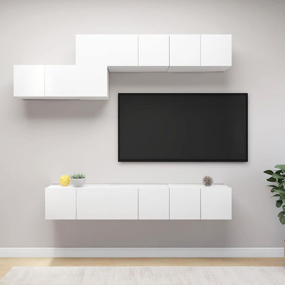 vidaXL 7 Piece TV Cabinet Set White Engineered Wood 1