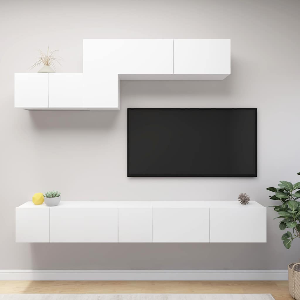 vidaXL TV Cabinet Set | Set of 6 | White | Engineered wood | Medium 1