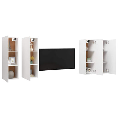 4 Piece TV Cabinet Set 30.5x30x90 cm Engineered Wood White