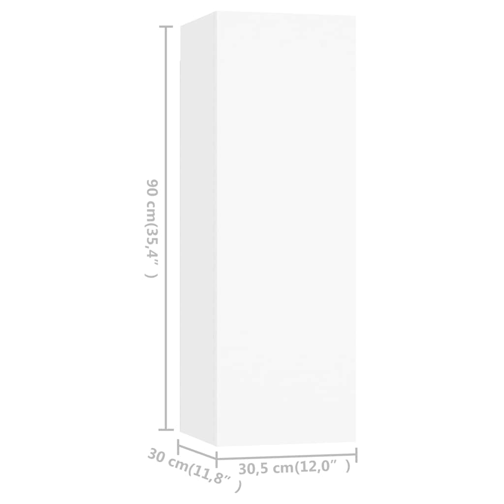 vidaXL 4 Piece TV Cabinet Set White 30,5x30x90 cm Engineered Wood 5