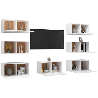 vidaXL 7 Piece TV Cabinet Set White 30,5x30x60 cm Engineered Wood 5