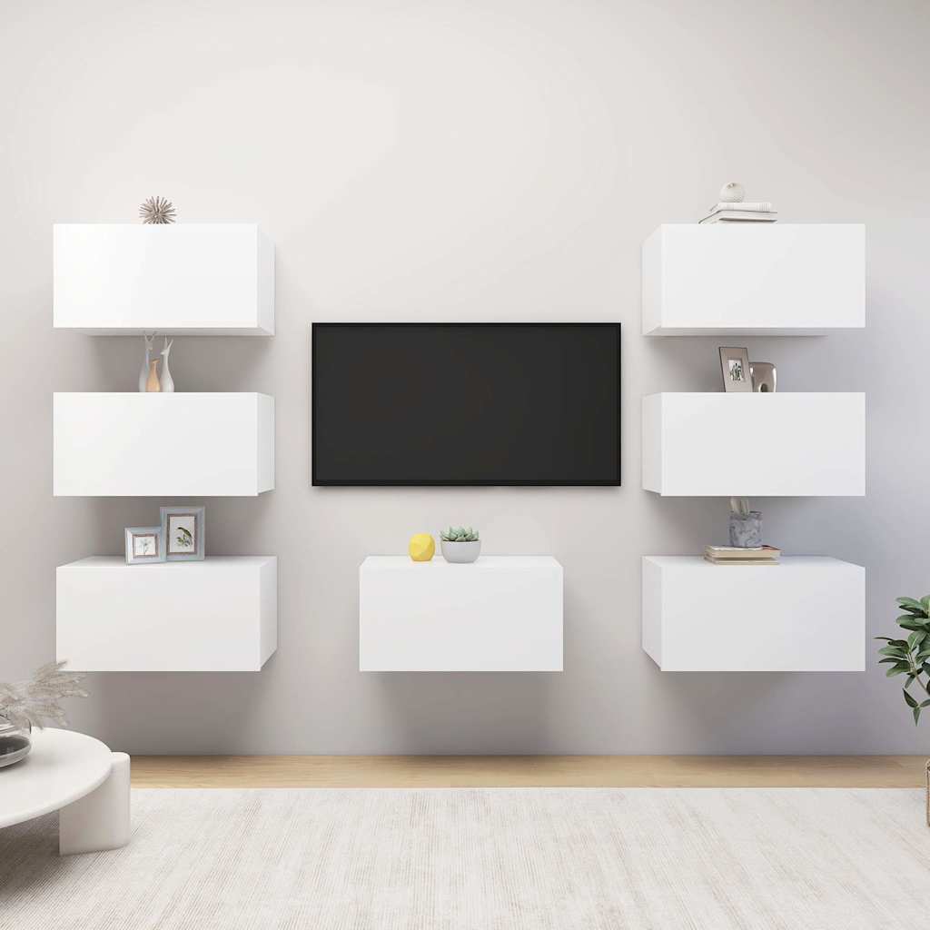 vidaXL 7 Piece TV Cabinet Set White 30,5x30x60 cm Engineered Wood 1