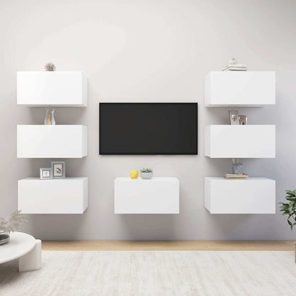 vidaXL 7 Piece TV Cabinet Set White 30,5x30x60 cm Engineered Wood 1