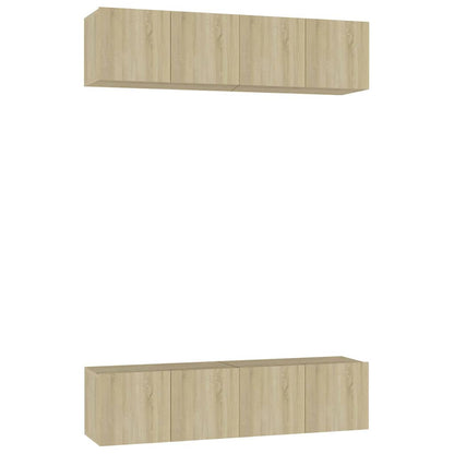 4 Piece TV Cabinet Set 60x30x30 cm Engineered Wood Sonoma oak
