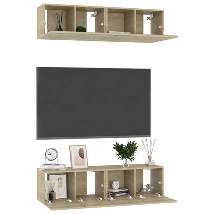 4 Piece TV Cabinet Set 60x30x30 cm Engineered Wood Sonoma oak
