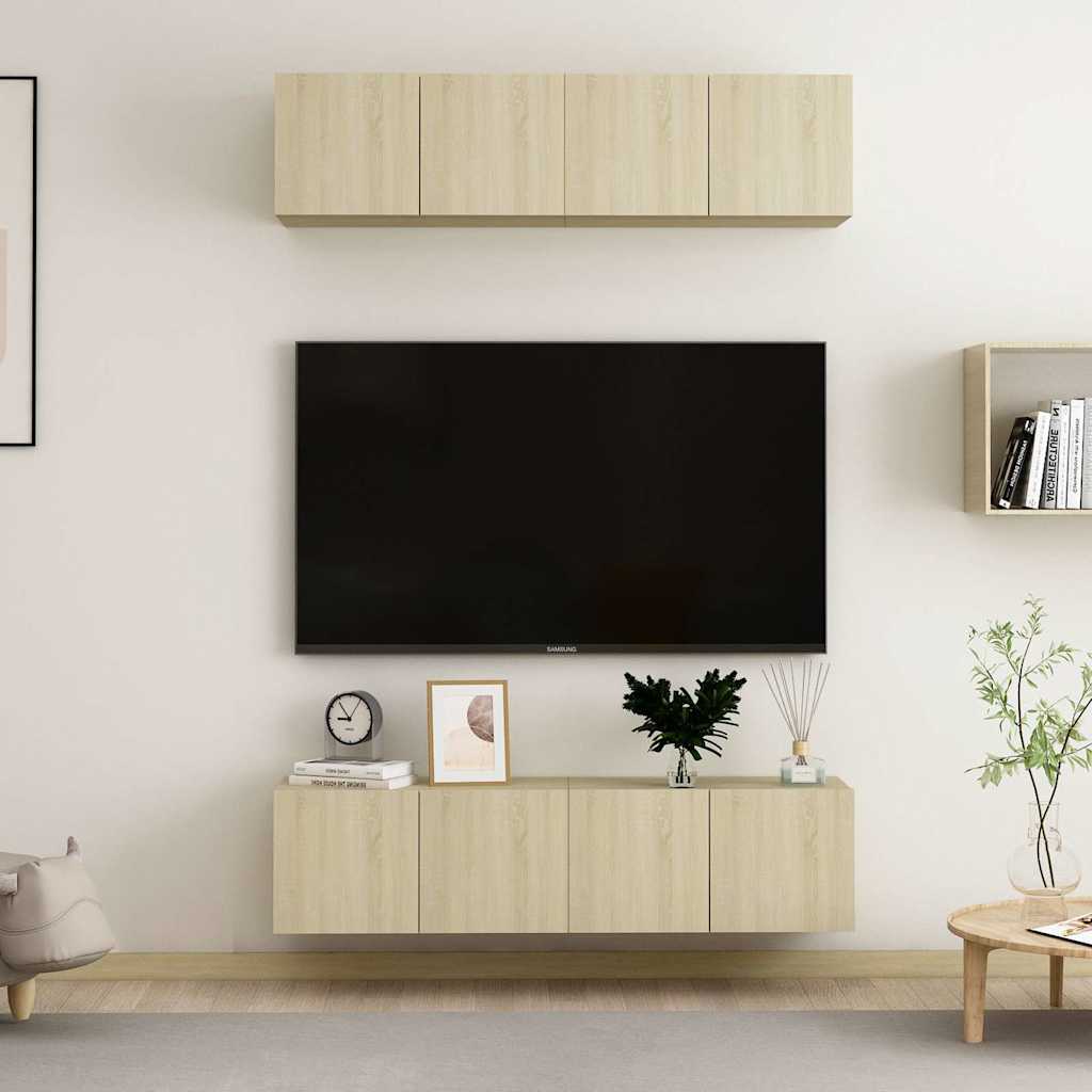 4 Piece TV Cabinet Set 60x30x30 cm Engineered Wood Sonoma oak