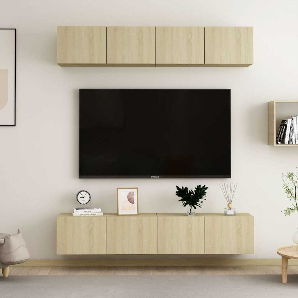 4 Piece TV Cabinet Set 80x30x30 cm Engineered Wood Sonoma oak