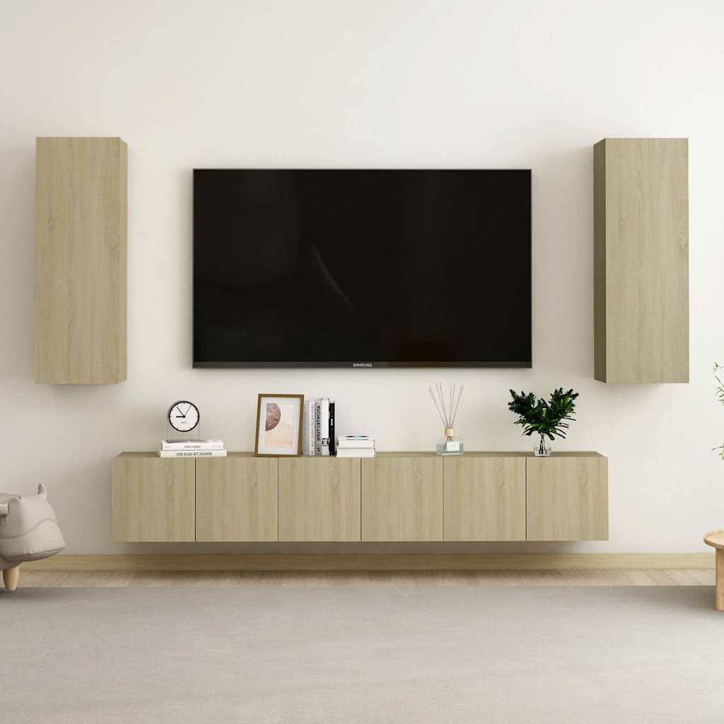 5 Piece TV Cabinet Set Engineered Wood Width 180 cm Sonoma oak