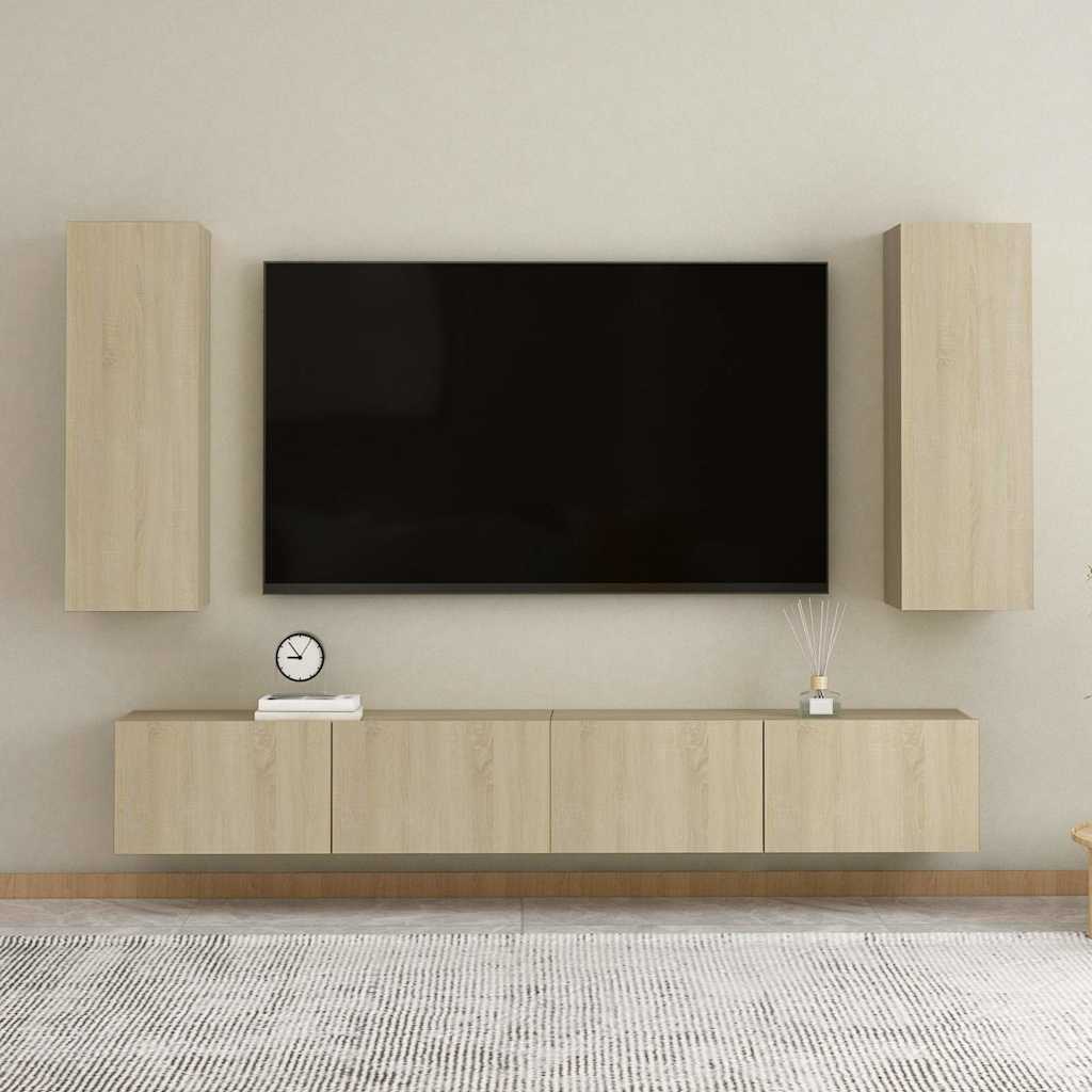4 Piece TV Cabinet Set Engineered Wood Width 160 cm Sonoma oak