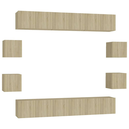 vidaXL 10 Piece TV Cabinet Set Sonoma Oak Engineered Wood 2