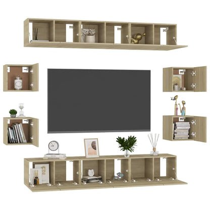 vidaXL 10 Piece TV Cabinet Set Sonoma Oak Engineered Wood 6