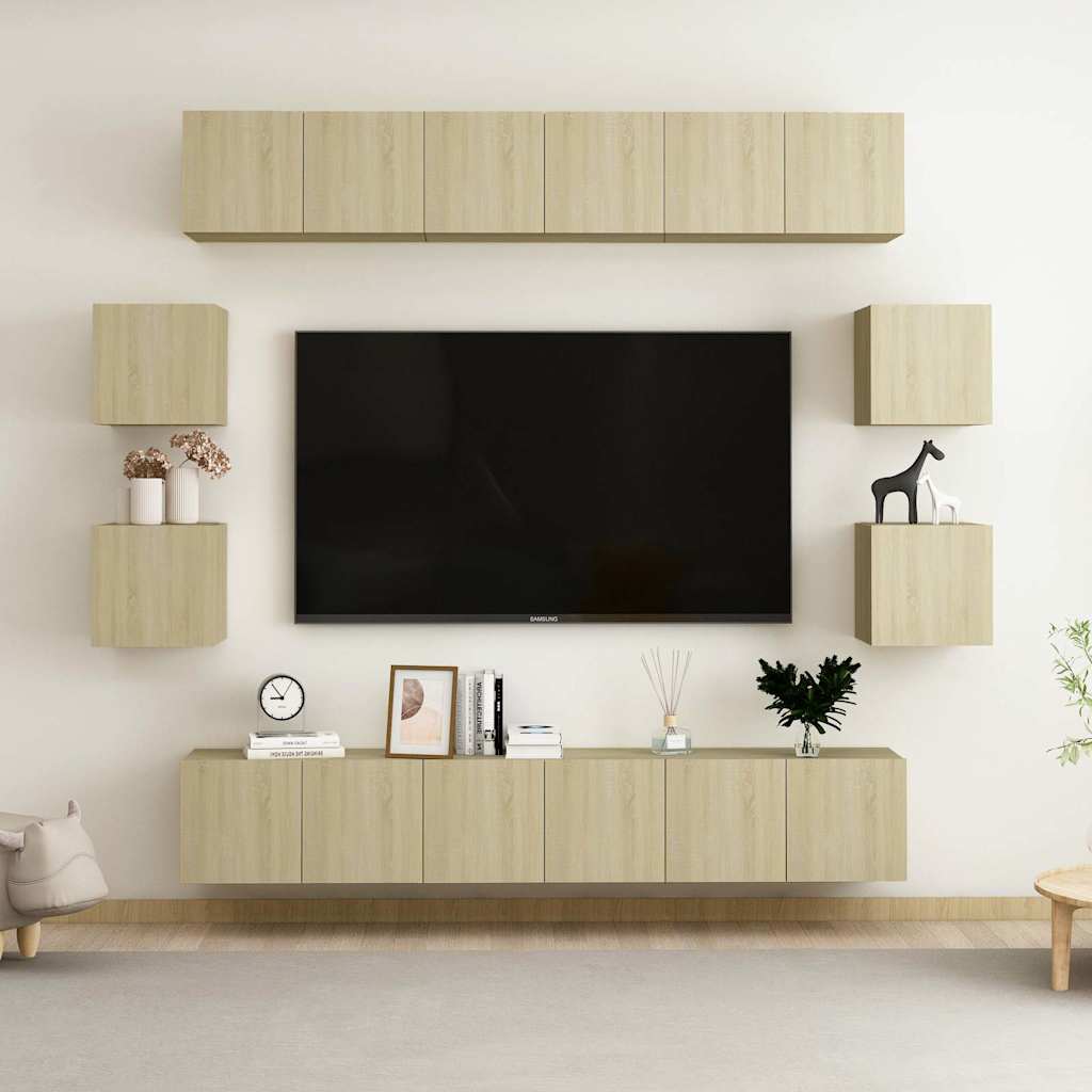 vidaXL 10 Piece TV Cabinet Set Sonoma Oak Engineered Wood 1