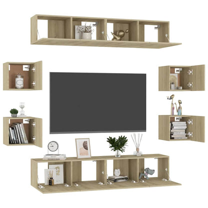 8 Piece TV Cabinet Set Engineered Wood Width 160 cm Sonoma oak