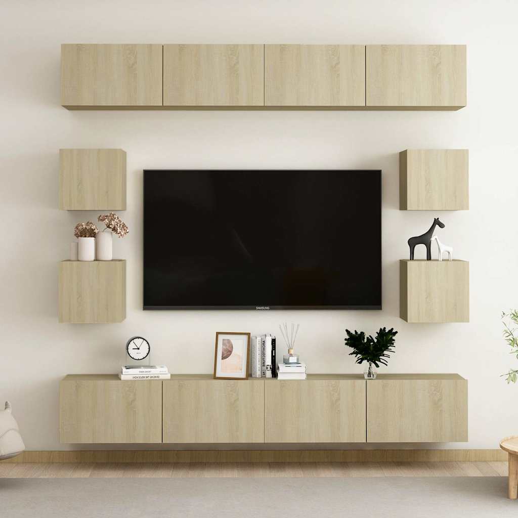 8 Piece TV Cabinet Set Engineered Wood Width 200 cm Sonoma oak