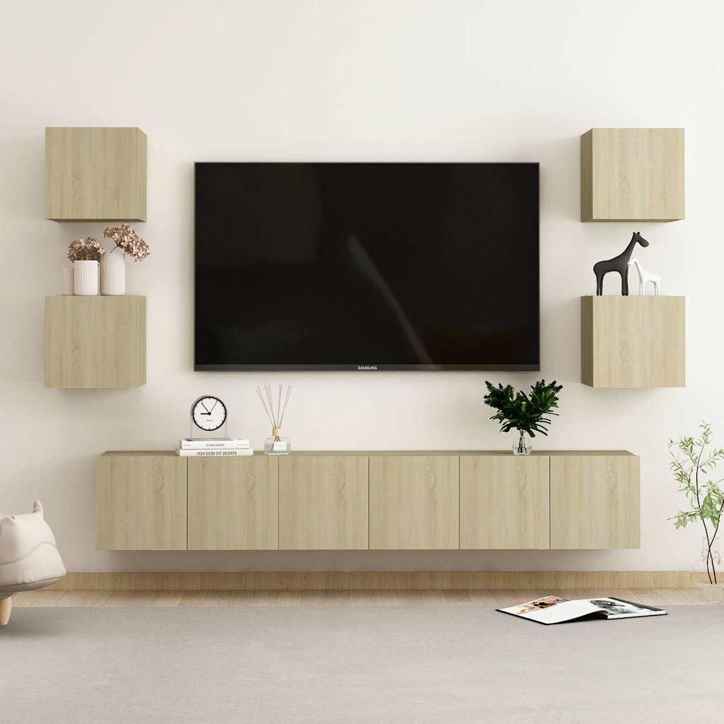 7 Piece TV Cabinet Set Engineered Wood Width 180 cm Sonoma oak
