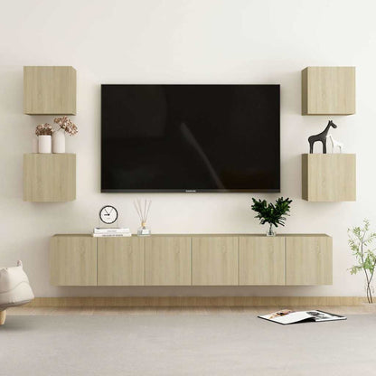 7 Piece TV Cabinet Set Engineered Wood Width 180 cm Sonoma oak