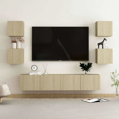 6 Piece TV Cabinet Set Engineered Wood Width 160 cm Sonoma oak