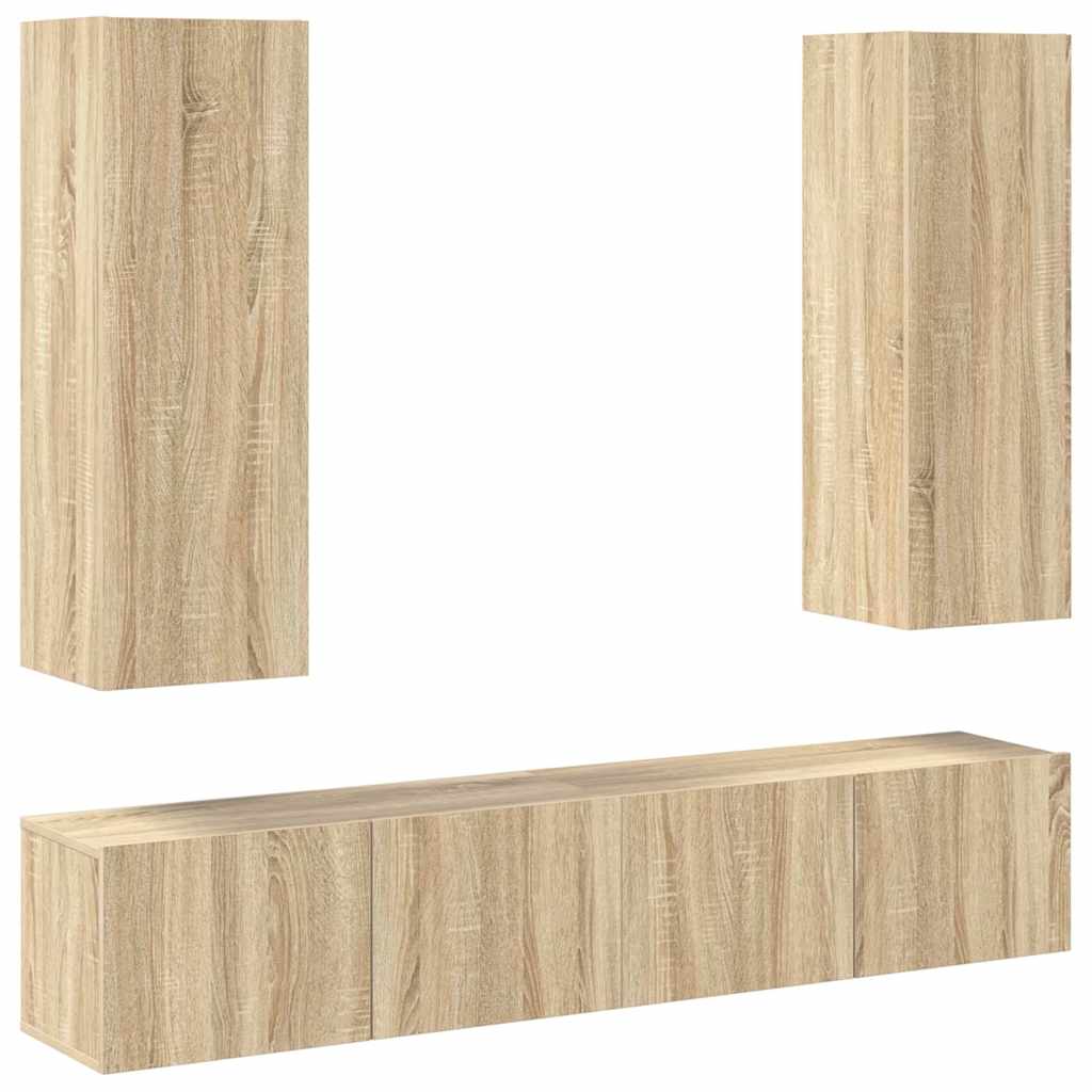 TV Cabinet Set Engineered Wood 4 pcs Width 80 cm Sonoma oak