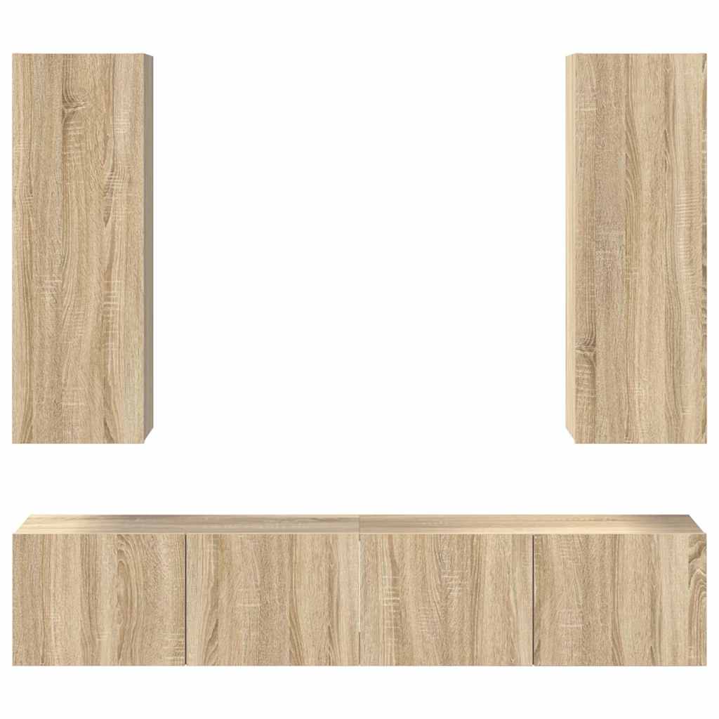 TV Cabinet Set Engineered Wood 4 pcs Width 80 cm Sonoma oak