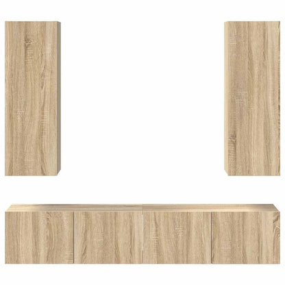 TV Cabinet Set Engineered Wood 4 pcs Width 80 cm Sonoma oak