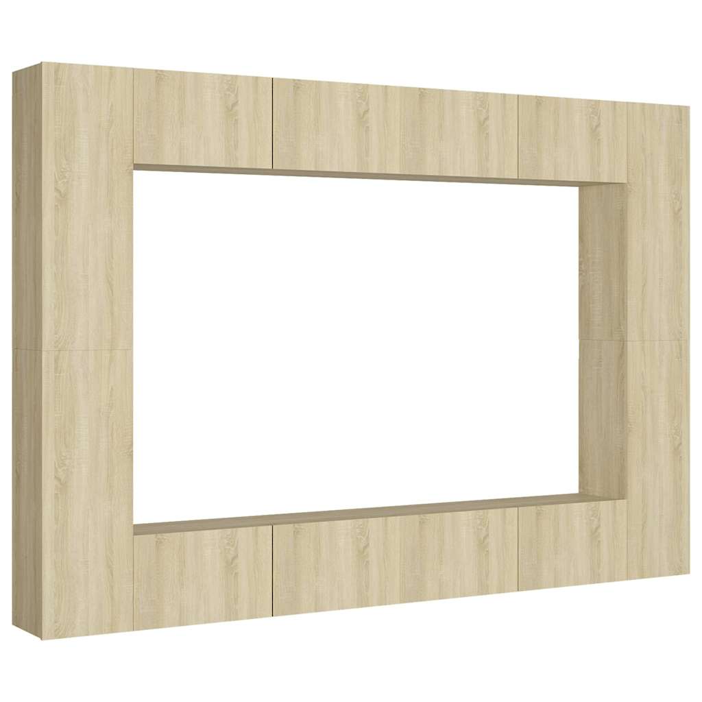vidaXL 8 Piece TV Cabinet Set Sonoma Oak Engineered Wood 2