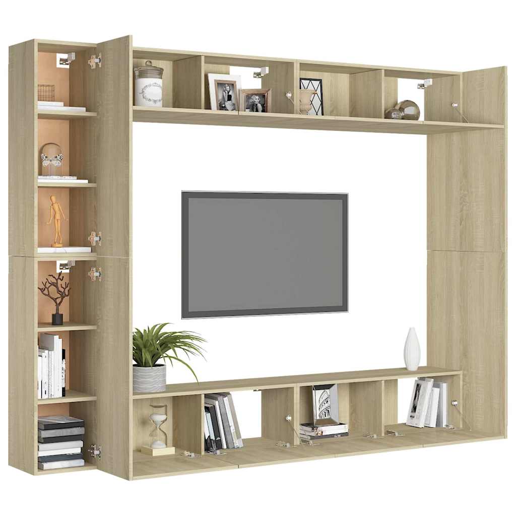 vidaXL 8 Piece TV Cabinet Set Sonoma Oak Engineered Wood 6