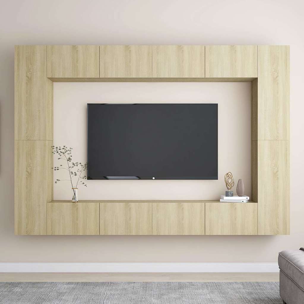 vidaXL 8 Piece TV Cabinet Set Sonoma Oak Engineered Wood 1