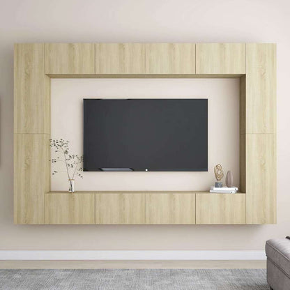 vidaXL 8 Piece TV Cabinet Set Sonoma Oak Engineered Wood 1