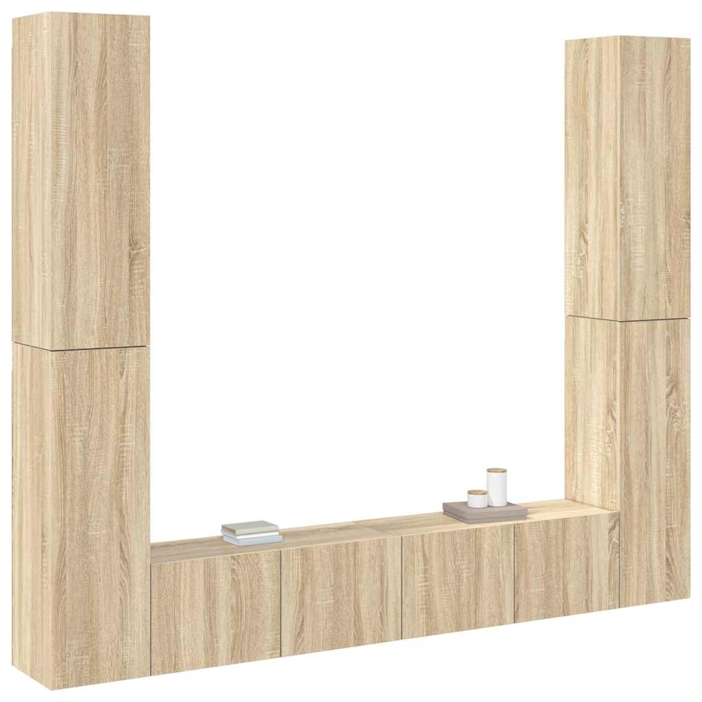 vidaXL 6 Piece TV Cabinet Set Sonoma Oak Engineered Wood 3