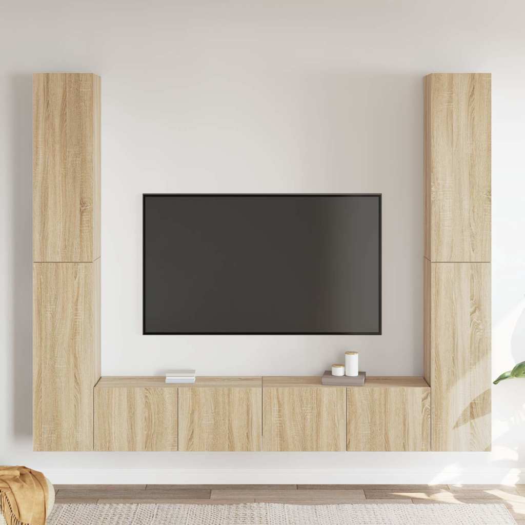 vidaXL 6 Piece TV Cabinet Set Sonoma Oak Engineered Wood 1