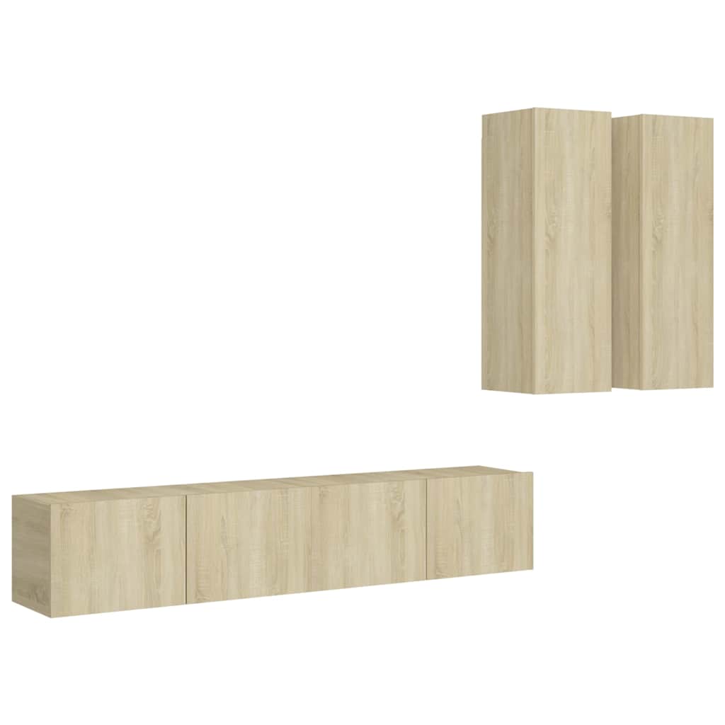4 Piece TV Cabinet Set Engineered Wood Width 80 cm Sonoma oak