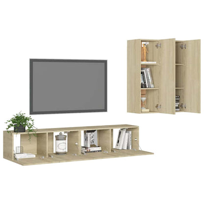 4 Piece TV Cabinet Set Engineered Wood Width 80 cm Sonoma oak