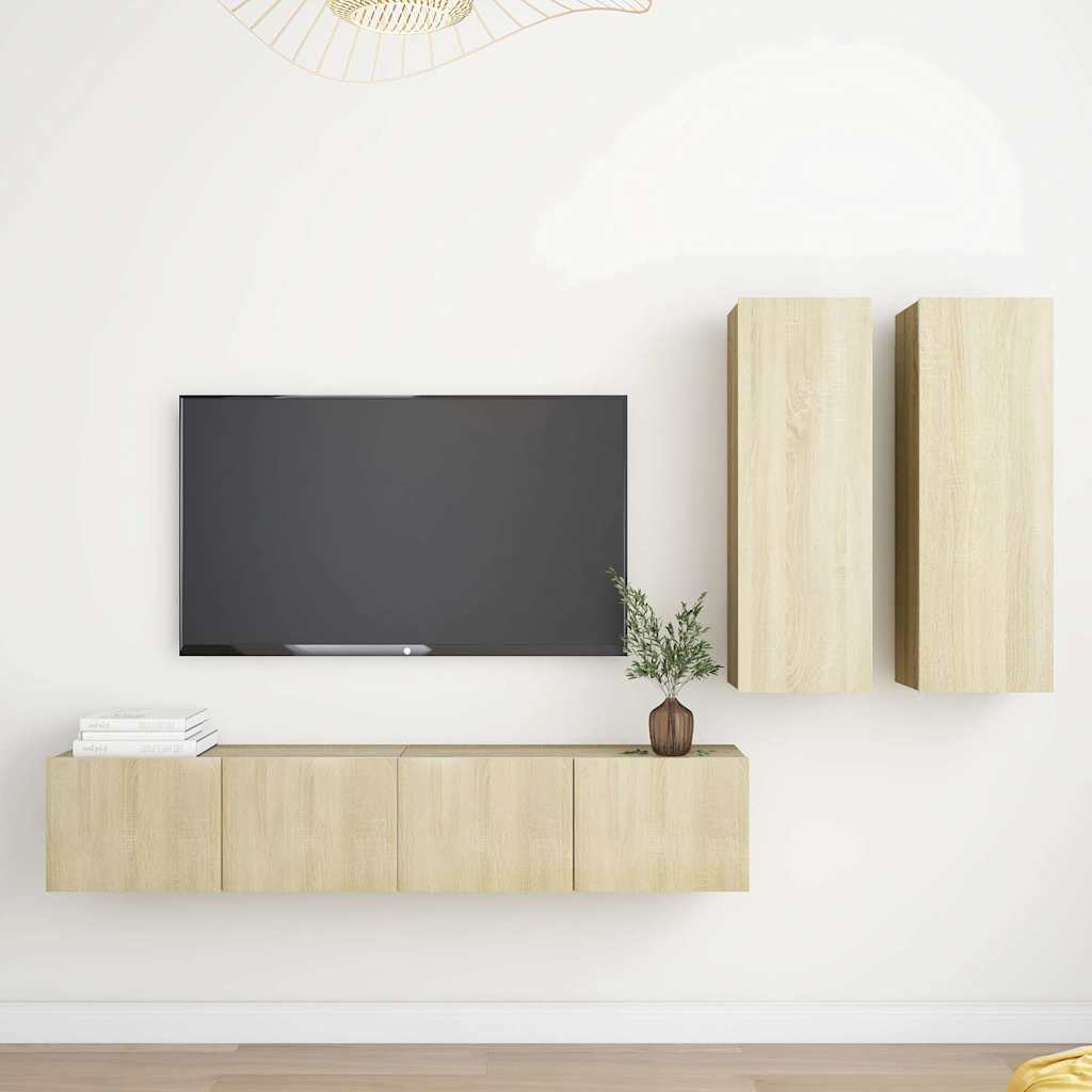 4 Piece TV Cabinet Set Engineered Wood Width 80 cm Sonoma oak
