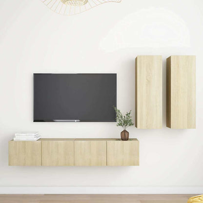 4 Piece TV Cabinet Set Engineered Wood Width 80 cm Sonoma oak